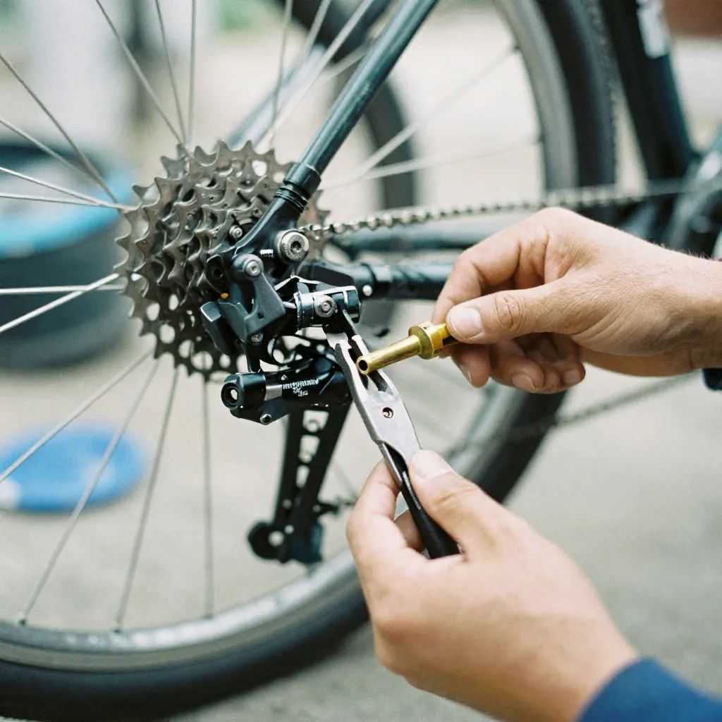 Fiets onderhoud in actie